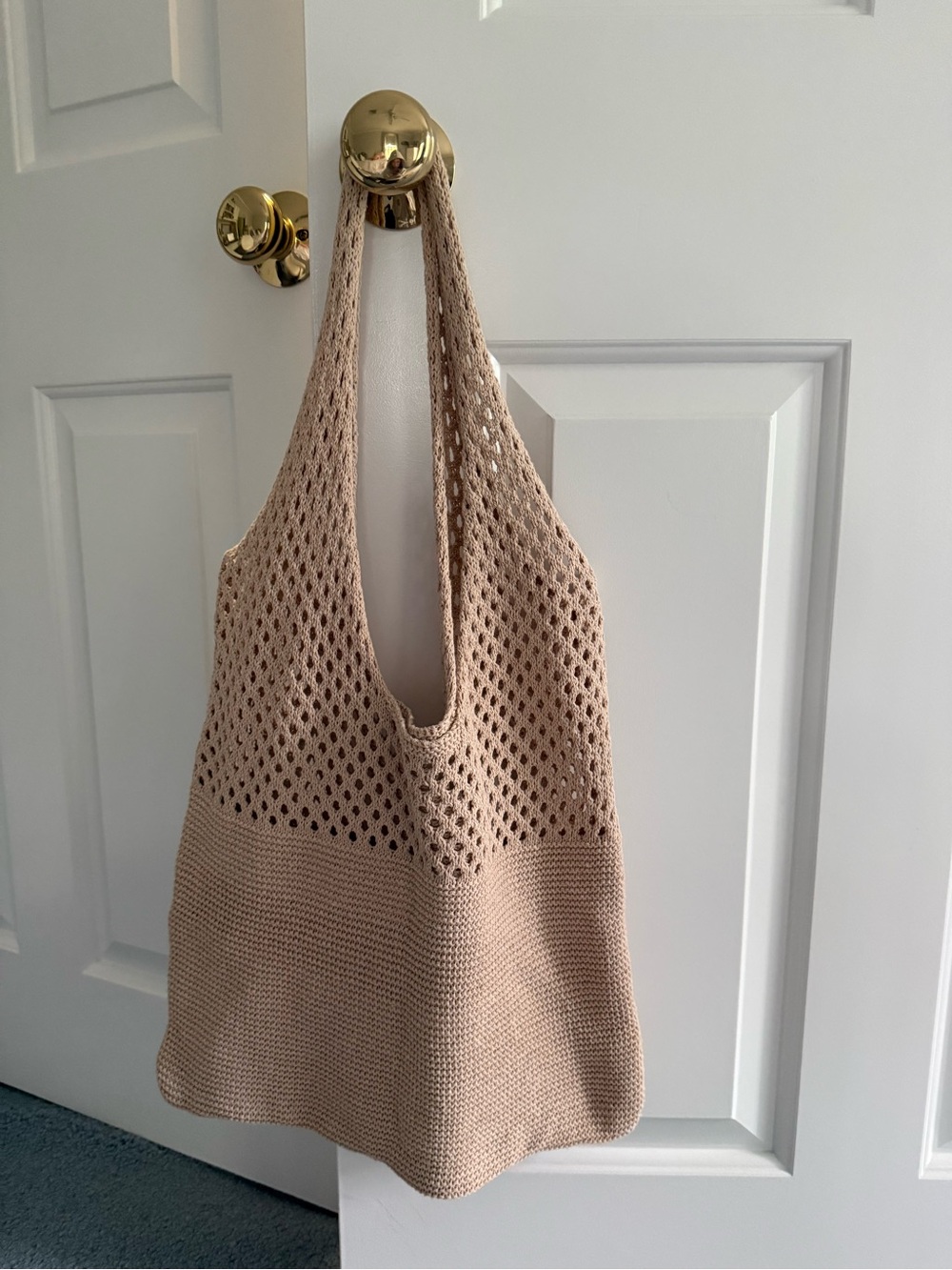 Beige Knit Market Tote Bag - Women Bags